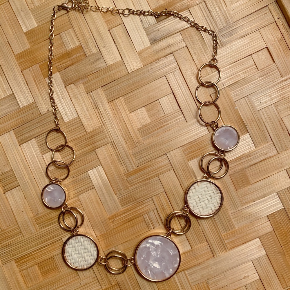 NWOT Gold, Mother of Pearl, and Woven Necklace